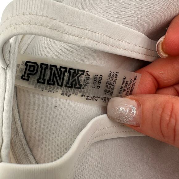 PINK Victoria's Secret Off White Strappy Halter Swim Bikini Top Size Large (DD) - Picture 5 of 6